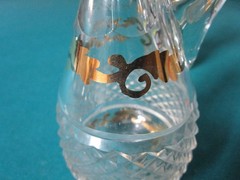 Pair Of Mid Century Cruets Glass And Gold 8″ Tall [*Gl-13]