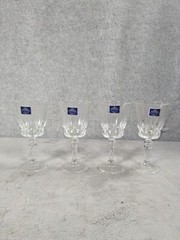4 Lady Victoria Fine Crystal Stemware Chantelle Pattern 2oz Cordial Glasses