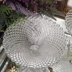 2 Item Lot Vintage Anchor Hocking Miss America Clear Round Compote Champagne 5”