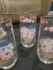 Vintage 5 Tienshan Pig Pal 16 Oz Tumblers Glasses Set Country Kitchen Decor Lot