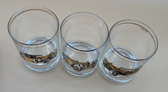 Culver 22K Gold Auto Lowball Glasses Set of 3 Pierce Arrow Rolls Mercedes