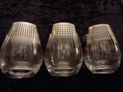 Mikasa Cheers Stemless Crystal Wine Glasses Metalic Silver Ombre Set 4 Signed