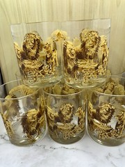 Vintage Lions Pride Family Old Fashioned Double Rocks Tumblers Set 9 Tastesetter