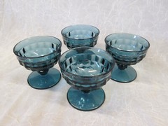 Set 4 SHERBERTS INDIANA Cube Cubist Pattern Whitehall Riviera Blue Glasses