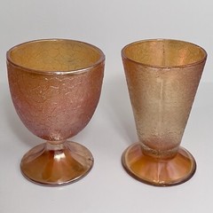 VINTAGE CARNIVAL GLASS / Marigold Crackle By JEANETTE / 2 Glasses / CIRCA 1930