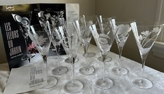 Franklin Mint LES FLEURS Crystal Champagne Glasses Set Of 10 Floral Botanical