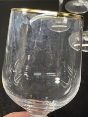 (6) Noritake Fortune 7-3/8″ Water Goblet Wine Glass Stemware Gold Rim Japan