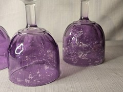 Vintage Purple Glass Thumbprint Goblet Glasses Set Of 3