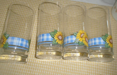4 Corelle Coordinates Libbey Sunsation Sunflower Glasses/Tumblers/6 inches