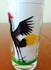 *FEDERAL GLASS (1) HAND PAINTED CROWING ROOSTER 5 ¼” TUMBLER/GLASS-#2-B66&87-E