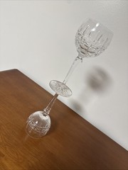 Pair of Waterford 7.25″ Tall Wine Glasses – Signed Waterford – Vintage Crystal