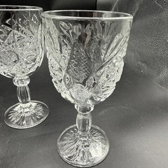 Libbey Hobstar glass water goblets set of 4 Stemware barware wine glasses