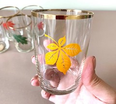 Drinking Glass Set Soviet 250ml Gold Leaf Berezhany Glassworks Ternopol Ukraine