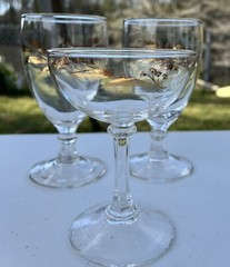 3 Gold Wheat Pattern Stemware Glasses Wine Cocktail Champagne Vintage
