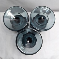 Vintage Set 3 Indiana Glass Riviera Blue Kings Crown Thumbprint 4⅜» Goblets 4oz