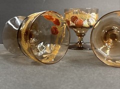4 Antique Enamel Glass Cup/Wine Stem/Enamel/Moser/Bohemina C1920/Goblet/Red/Gold