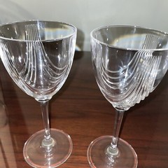 2 Royal Crystal Rock MAGNOLIA Crystal Goblets, Art Deco Design, 71/4″, EUC