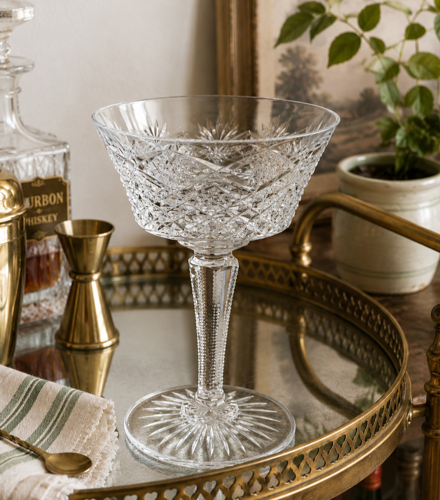 Vtg ST LOUIS Champagne Glass Mussette Pattern France Cut Crystal