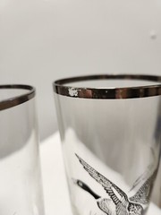 Vintage Federal Silver Rim Fowl High Ball Glasses Set Of 4 And 1 Whiskey Glass