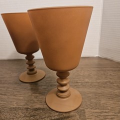 4 Mid-Century Vintage Brown Frosted Goblets Gorgeous & Rare Color