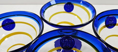 4) Kosta Boda Royal Carribean Martini Glasses Set Yellow Swirl Cobalt Cruise Lot