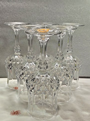 Vintage crystal cups, Arc France long champ, Cristal D’arques-Duran. 6 cups