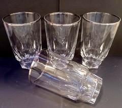 Hazel Atlas Reflection Clear With Silver Band Set Of 4 Glasses 5″