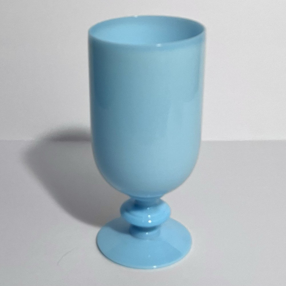 1930s French PORTIEUX VALLERYSTHAL Juice Glass / BLUE OPALINE / Very Rare