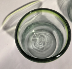 Hand Crafted Blown Glass Green Trimmed Drinking Glasses