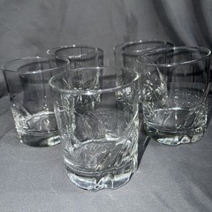 5 Heavy Textured Swirl Glass Lowball Whiskey Rocks Glasses