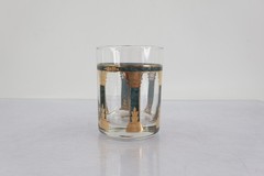 Culver Athens Green 22K Gold Roman Column Rocks Glass Vintage MCM Barware