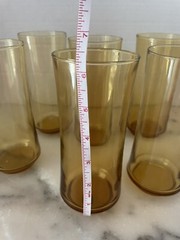 Vintage 70s Libbey Yellow 16oz Glasses Set of 6 Retro Curve