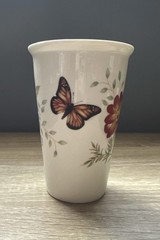 Lenox Butterfly Meadow Ceramic 10 Ounce Thermal Travel Mug No Lid Pre-owned
