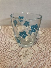 RETRO MID CENTURY VINTAGE HAZEL ATLAS TURQUOISE IVY 1/2 PINT SOUR CREAM GLASS