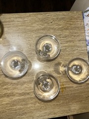 Set of 4 Mikasa Wheaton Like glass fluted champagne flutes with twisted stems.