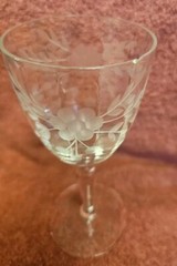 6 Glastonbury Lotus Alberta Panel Etched Crystal Sherry Glass circa 1928-1935