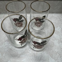 4 West Virginia Glasses Radiant Rose 4” Vintage Juice Glasses .