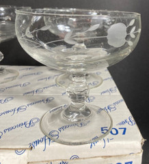 Set of 4 Princess House Dessert Dish 8 oz 4 1/2″ Heritage Etched Crystal 507