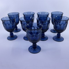 Noritake Colonial Dark Blue Provincial Footed Wine / Juice 6 oz Set Of 9