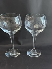 2 Crystal Clear Made In Turkiye Tall Crystal Wine Glasses EUC 8.5”