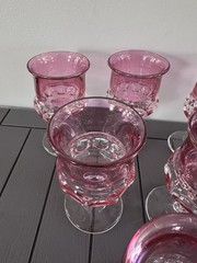 Set of 6 Kings Crown Cranberry Flashed Glass Water Goblets 5.75 Inches Tall