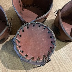 Set of 4 Vintage Handmade Bamco Leather Tumbler Koozies Western Horse Drink Hold