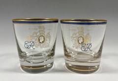 King Edward VIII Coronation Glass Whiskey Glass 3 1/4” Tall Set Of 2