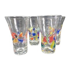 (4) FRESH by Global Amici Italy 13oz Hand Blown Highball Mosaic Gift *READ*