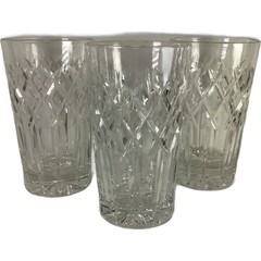 Vintage Antique Circa Mid-20th Century-Cut Crystal 3 Tumblers Glasses Set of 3