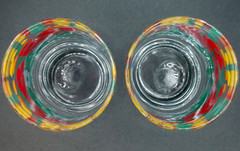 Vintage 2-Floral Tumblers Drinking Glasses 12 fl.oz Orange Red Yellow Blue Green