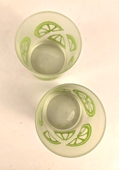 Blendo Frosted Drinking Bar Glassware Lime Slices 3.75 in. Set of 2