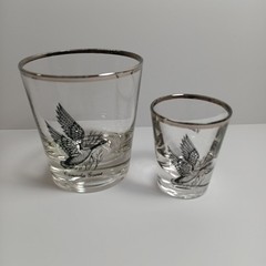 Vintage Canada Goose Silver Rimmed Barware Glasses Mixed Lot