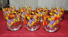 7 VINTAGE RETRO Libbey 3-1/4″ *HARVEST* Mixed Fruits 9 oz *ON THE ROCKS* GLASSES