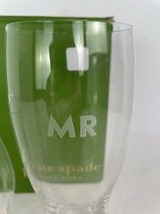 Kate Spade for Lenox Darling Point Mr & Mrs Beer Crystal Glass Set New